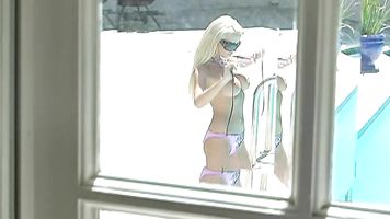 Nikki Benz was over at her friend's place to use their pool.