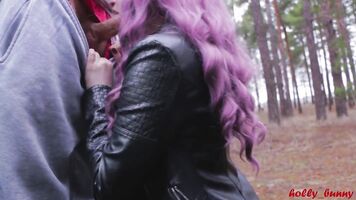 Horny Couple is Hiding in the Forest to have Sex | Lush Playing & Сumming in her Mouth