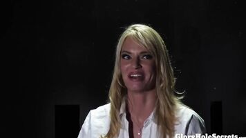 Super Blonde Mild Sucks all the Cum out of 10 Guys